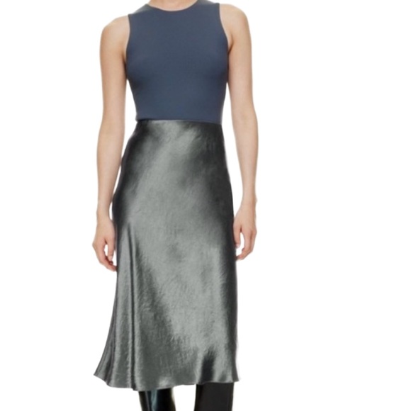 Slip Satin Midi Skirt Aritzia Babaton Size 2 - Picture 7 of 8